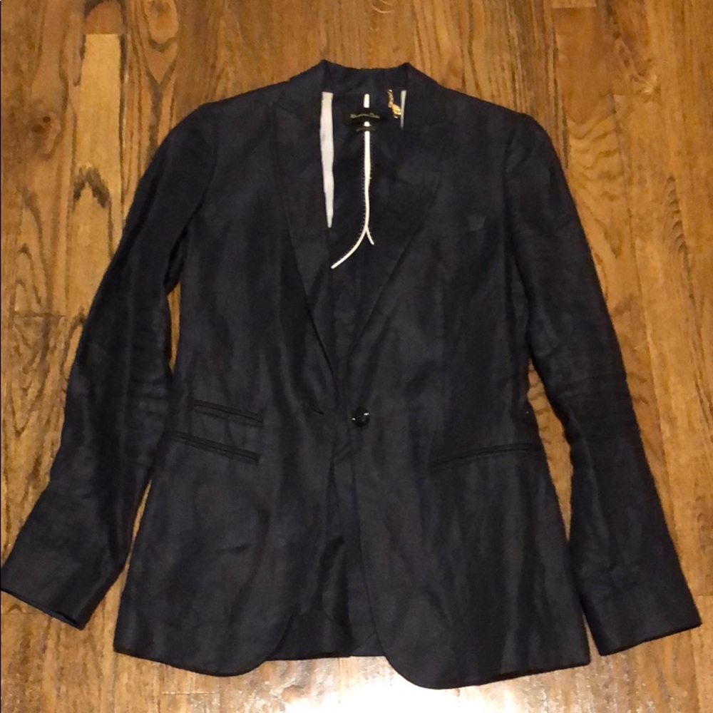 Massimo Dutti Navy Linen Blazer 4